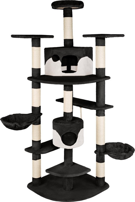 4260473664741 - Tectake - Kratzbaum Fippi 201cm - Katzenbaum Katzenkratzbaum Katzenhaus - schwarz weiß - schwarz weiß