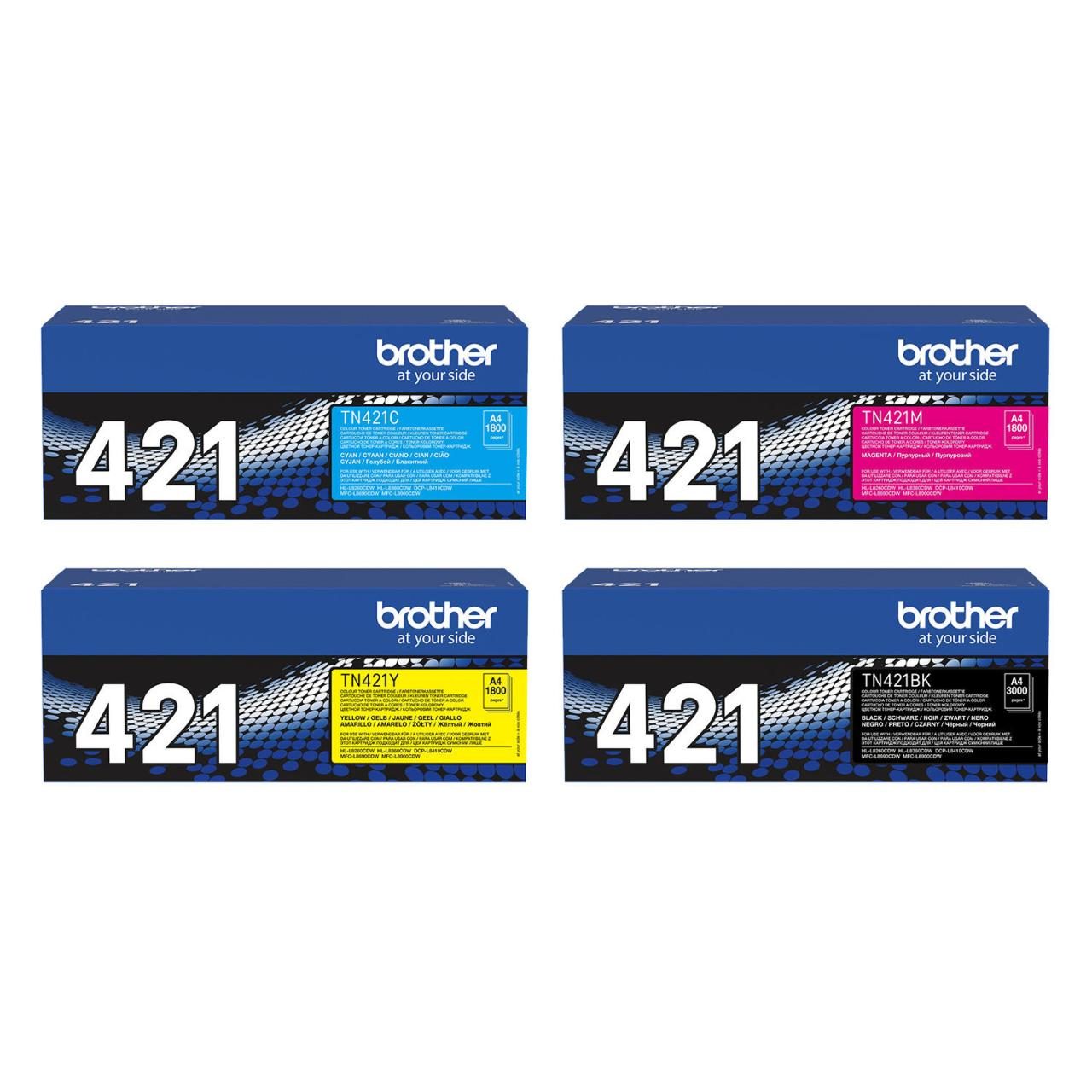 4260473782223 - brother TN-421BK C M Y  schwarz cyan magenta gelb Toner 4er-Set