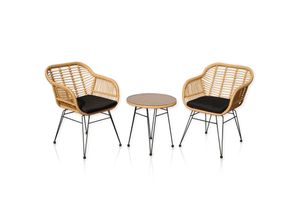 4260474665488 - 3er-Set Sitzgruppe LIVE Loungemöbel Polyrattan Balkon Terrasse Garten