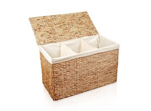4260474666041 - Lycce Wäschesortierer aus Wasserhyazinthe 150L 3 Fächer Stoffeinsatz