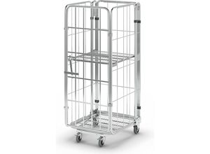 4260474941629 - Rollbehälter nestbar 4-seitig mit Gitterboden HxBxT 1770 x 729 x 818 mm mit 1 Einlegeboden kaiserkraft