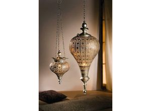 4260475579173 - Hängewindlicht Fata Morgana klein aus Metall 73 cm hoch mit Kette orientalische Laterne Kerzenhalter Gartenlaterne Hängelaterne Metalllwindlicht