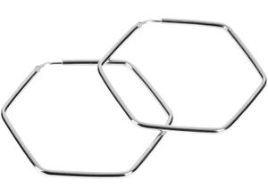 4260479581257 - Paar Creolen MODABILÉ Schmuck Geschenk Silber 925 Ohrringe Hexagon Gr 50 Silber 925 (Sterlingsilber) silberfarben Damen Creolen