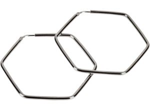 4260479581271 - Paar Creolen MODABILÉ Schmuck Geschenk Silber 925 Ohrringe Hexagon Gr 50 Silber 925 (Sterlingsilber) grau Damen Creolen