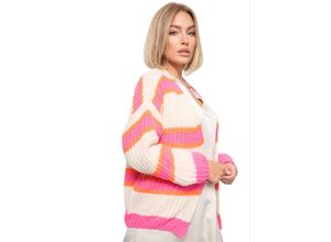 4260480127277 - PM SELECTED Damen Cardigan Kuschelige Strickjacke in Candy Stripes Design in Einheitsgröße PM08