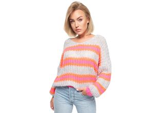 4260480127468 - PM SELECTED Damen Strickpullover Kuscheliger Bunter Pullover Gestreifter Pulli in Einheitsgröße PM01