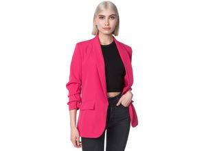 4260480128083 - PM SELECTED Damen Kurzblazer Stylischer Sakko Business Blazer Gerafften Ärmeln in Einheitsgröße PM22