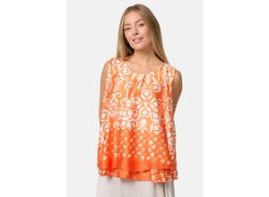 4260480128472 - PM SELECTED Damen Blusentop Sommerlicher Sleeveless Overlay Satin Muster Top PM34