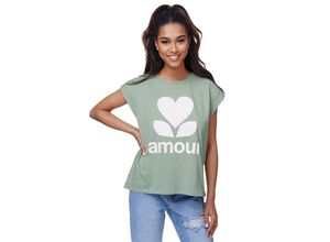 4260480128700 - RAYSHYNE Damen T-Shirt mit modischem Aufdruck Amour in Einheitsgröße RS01