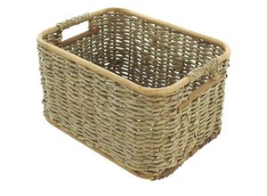 4260482660734 - Dekoleidenschaft - Aufbewahrungskorb aus Rattan 33x25x19 cm Schrankkorb Regalkorb Flechtkorb