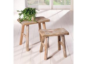 4260482661717 - Dekoleidenschaft - 2 Holz-Hocker Rustikal im Antik Stil Blumenständer Blumenhocker Gartendeko Sitzhocker Fußhocker