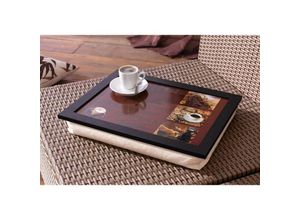 4260482661724 - Dekoleidenschaft - Knietablett Kaffee 43x33x7 cm mit Kissen Laptoptablett Betttablet Schoßtablett