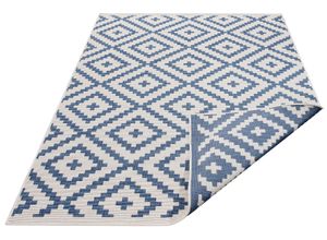 4260483424489 - Teppich MY HOME Ronda Wendeteppich Teppiche Gr B L 200 cm x 290 cm 5 mm 1 St blau Esszimmerteppiche Sisal-Optik Flachgewebe In- und Outdoor geometrisches Boho Design