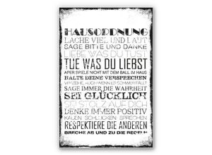 4260485416703 - Wandbild WALL-ART Hausordnung Bilder Gr B H 70 cm x 100 cm - schwarz-weiß (schwarz weiß) Kunstdrucke Hartschaum Wandschild Spruch