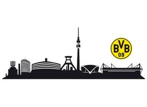 4260485417120 - Wandtattoo WALL-ART BVB Skyline mit Logo Fußball Sticker Wandtattoos Gr B H 200 cm x 33 cm Fussball schwarz Wandtattoos Fußball selbstklebend entfernbar