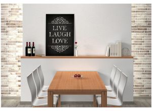 4260485417168 - Wandbild WALL-ART Live Laugh Love Bilder Gr B H 70 cm x 100 cm schwarz-weiß (schwarz weiß) Kunstdrucke Hartschaum Wandschild Spruch