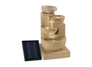 4260486158275 - - Korinth Zierbrunnen Gartenbrunnen 3W Solar led Sandsteinoptik - Beiger Stein