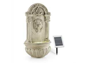 4260486158282 - Löwenstein Wandbrunnen Gartenbrunnen Solar 2W LED Polyresin Steinoptik - Beiger Stein