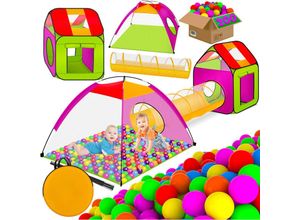 4260486780049 - KIDIZ® Spielzelt Spielhaus Babyzelt ? 200 Bälle ? Bällebad ? Kinderzelt Ideal für Zuhause & im Garten Tasche Tunnel