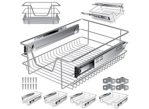 4260486782180 - KESSER® Teleskopschublade Küchenschublade Küchenschrank Korbauszug Schrankauszug Vollauszug Schublade 1x 40cm - Silber