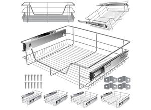 4260486782203 - Teleskopschublade Küchenschublade Küchenschrank Korbauszug Schrankauszug Vollauszug Schublade 1x 60cm - Silber - Silber - Kesser