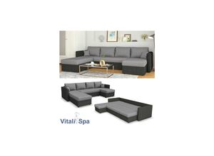 4260486839884 - VICCO XXL Ecksofa mit Schlaffunktion Anthrazit - Wohnlandschaft Schlafsofa Sofa Taschenfederkern Couch