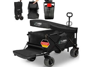 4260487094954 - Lawa Living And Lifestyle - Bollerwagen faltbar Dach verlängerbar mit Heckklappe klappbarer Transportwagen Hunde kompakt leicht BW07+ Schwarz