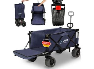 4260487095265 - Lawa Living And Lifestyle - Bollerwagen faltbar verlängerbar mit Heckklappe klapp Handwagen Hunde Transportwagen kompakt leicht BW08 Blau