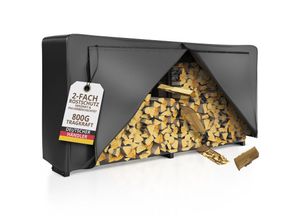 4260487095364 - Lawa Living And Lifestyle - Kaminholzregal außen Metall verzinkt mit Plane 223x25x115 Stapelhilfe Brennholz 800kg Unterstand mit Dach