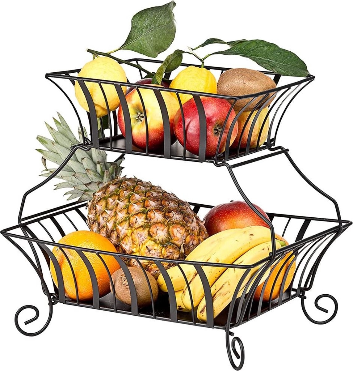 4260489780985 - Etagere - Obst-Etagere - Obstkorb - Obstschale - Gemüsekorb - Aufbewahrung - 1 bis 2 Schichten - Metall - Schwarz