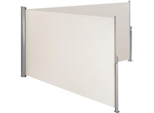 4260490487262 - tectake® Aluminium Doppel Seitenmarkise ausziehbar mit Aufrollmechanismus - 160 x 600 cm beige