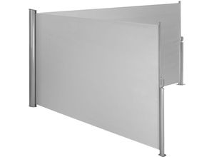 4260490487279 - tectake® Aluminium Doppel Seitenmarkise ausziehbar mit Aufrollmechanismus - 180 x 600 cm grau