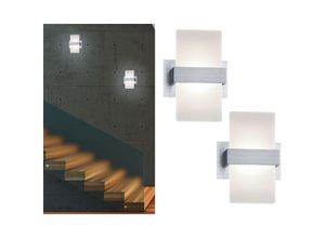 4260492250451 - Leuchten - led Wandleuchte mit Schalter 2er set Alu gebürstet mit Acrylglasblende 13x18cm