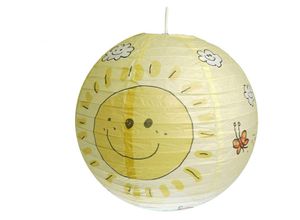 4260492253957 - - Kinder Papierlampe sonnen Motiv Lampenschirm Ø40cm Pendelleuchte mit Aufhängung