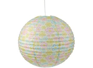 4260492259324 - - Kinder Papierlampe blumen Motiv Lampenschirm Ø40cm Pendelleuchte mit Aufhängung