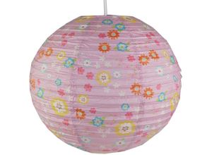 4260492259386 - - Kinder Papierlampe blümchen Lampenschirm Ø40cm Pendelleuchte mit Aufhängung