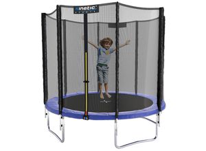 4260495758329 - KINETIC SPORTS Trampolin Outdoor SALTO Ø 183 244 305 366 400 430 490 cm -TÜV Rheinland geprüft Kindertrampolin Set mit Netz Randpolster USA Sprungtuch - Gartentrampolin bis zu 160kg Blau-4 Ø 244 cm Ø 244 cm Blau-4