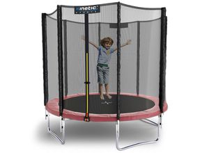 4260495758336 - KINETIC SPORTS Trampolin Outdoor SALTO Ø 183 244 305 366 400 430 490 cm -TÜV Rheinland geprüft Kindertrampolin Set mit Netz Randpolster USA Sprungtuch - Gartentrampolin bis zu 160kg Pink-4 Ø 244 cm Ø 244 cm Pink-4