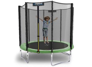 4260495758343 - KINETIC SPORTS Trampolin Outdoor SALTO Ø 183 244 305 366 400 430 490 cm -TÜV Rheinland geprüft Kindertrampolin Set mit Netz Randpolster USA Sprungtuch - Gartentrampolin bis zu 160kg Grün-4 Ø 244 cm Ø 244 cm Grün-4