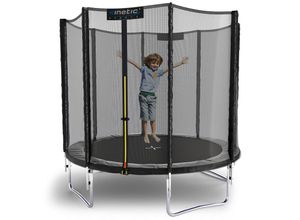 4260495758350 - KINETIC SPORTS Trampolin Outdoor SALTO Ø 183 244 305 366 400 430 490 cm -TÜV Rheinland geprüft Kindertrampolin Set mit Netz Randpolster USA Sprungtuch - Gartentrampolin bis zu 160kg Schwarz-4 Ø 244 cm Ø 244 cm Schwarz-4