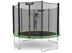 4260495758398 - KINETIC SPORTS Trampolin Outdoor SALTO Ø 183 244 305 366 400 430 490 cm -TÜV Rheinland geprüft Kindertrampolin Set mit Netz Randpolster USA Sprungtuch - Gartentrampolin bis zu 160kg Grün-4 Ø 305 cm Ø 305 cm Grün-4