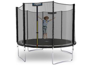 4260495758404 - KINETIC SPORTS Trampolin Outdoor SALTO Ø 183 244 305 366 400 430 490 cm -TÜV Rheinland geprüft Kindertrampolin Set mit Netz Randpolster USA Sprungtuch - Gartentrampolin bis zu 160kg Schwarz-4 Ø 305 cm Ø 305 cm Schwarz-4