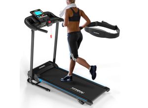 4260495759791 - KINETIC SPORTS Laufband klappbar KST2900FX - 750 Watt leiser Elektromotor Extra breite 40 cm Lauffläche 16+1 Programme Manuelle Steigung Geh- und Lauftraining LCD Display 10 km h bis 120 kg inklusive Pulsgurt