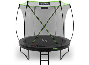 4260495759937 - KINETIC SPORTS Premium Outdoor Trampolin Ultimate Pro für Kinder und Erwachsene Ø 244 305 366 427 cm – TÜV Rheinland geprüft Kürbis-Design AirMAXX Sprungtuch mit Leiter Fieberglas bis zu 160 kg Ø 244 cm Max 120 kg Black Edition