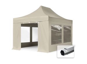 4260497042358 - Intent24 - 3x45 m Faltpavillon professional Alu 40mm Seitenteile mit Panoramafenstern creme - crème