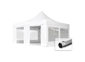 4260497042990 - Intent24 - 5x5 m Faltpavillon professional Alu 50mm feuersicher Seitenteile mit Panoramafenstern weiß - weiß