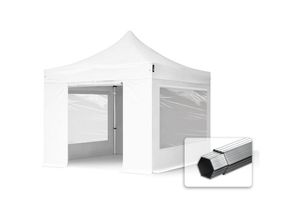 4260497043164 - Intent24 - 3x3 m Faltpavillon professional Alu 40mm Seitenteile mit Panoramafenstern weiß - weiß