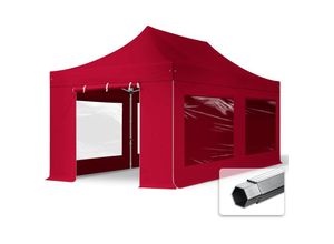 4260497043317 - Intent24 - 3x6 m Faltpavillon professional Alu 40mm Seitenteile mit Panoramafenstern rot - rot