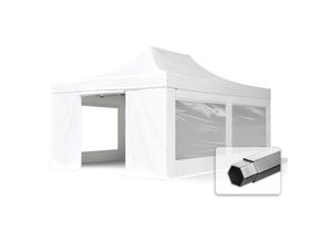 4260497043409 - 4x6 m Faltpavillon professional Alu 50mm Seitenteile mit Panoramafenstern weiß - weiß