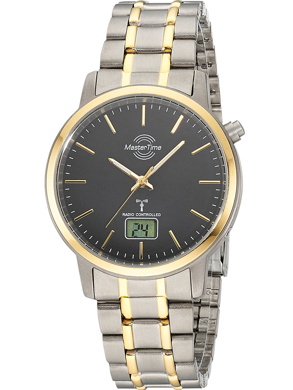 4260503039754 - Funkuhr Expert Titan MTGT-10753-21M Armbanduhren grau (grau goldfarben) Herren Quarzuhren Armbanduhr Quarzuhr Herrenuhr Datum Leuchtzeiger